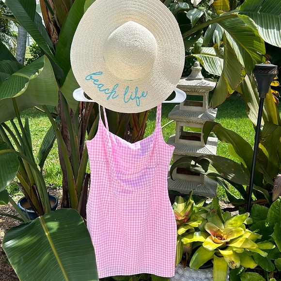 BNWT Pink & White Gingham Mini Dress - Picture 1 of 9